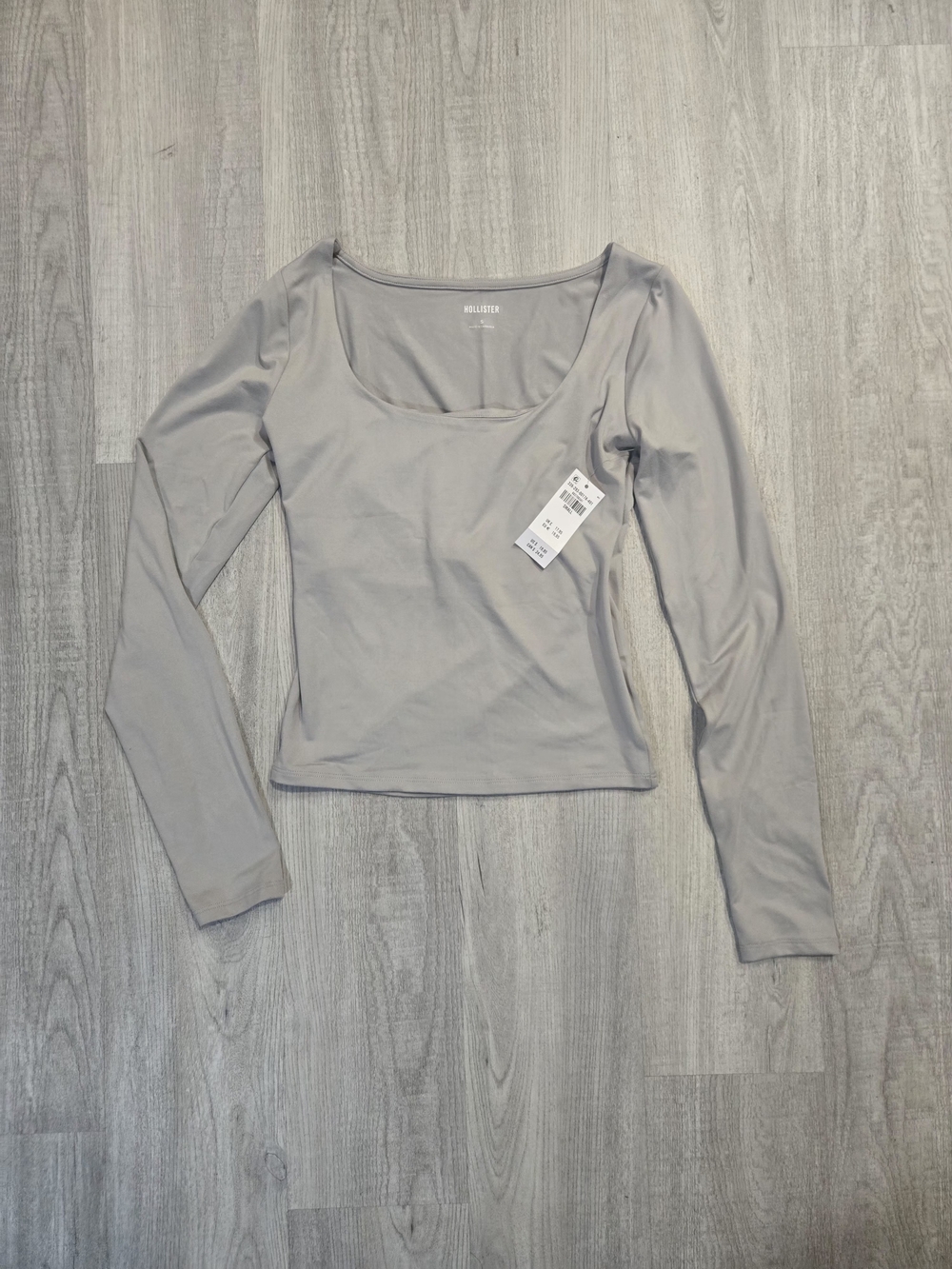 Hollister Women's Scoop Neck Long-Sleeve Top — Light Gray Size Small